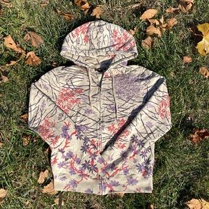 Rare Lucky Brand Japan Crazy All Over Print Embroidered Sweatshirt Hoodie